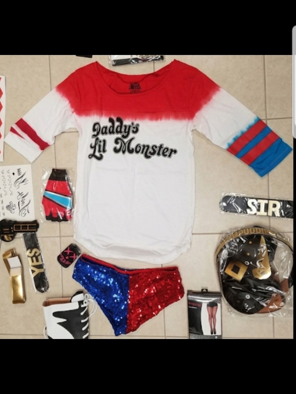 DC Comics Suicide Squad Harley Quinn Deluxe Costume Set White & Red - Picture 6 of 15